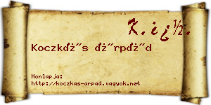 Koczkás Árpád névjegykártya